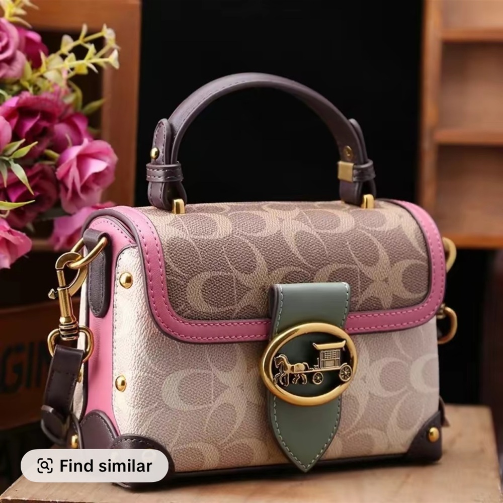 Elegant Tan and White Designer Handbag